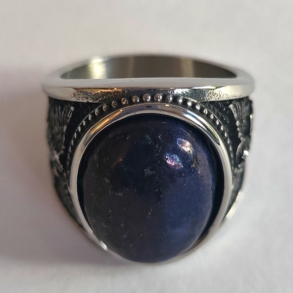 1609- Lapis Lazuli Natural Gemstone Handmade Men's Ring Size 11 1/2 NWT - Picture 3 of 8